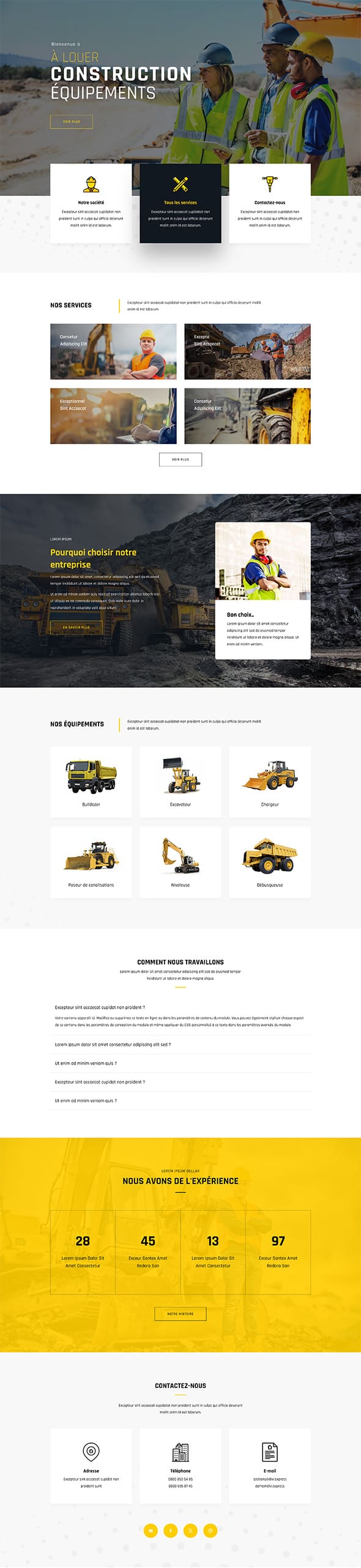 Aperçu complet du site internet construction - Modèle Construction 01
