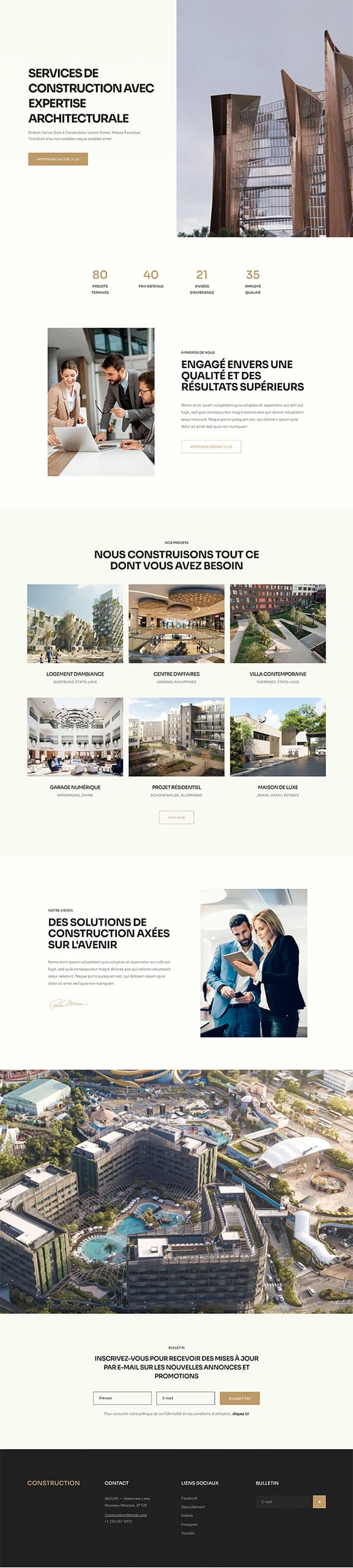 Aperçu complet du site internet construction - Modèle Construction 010