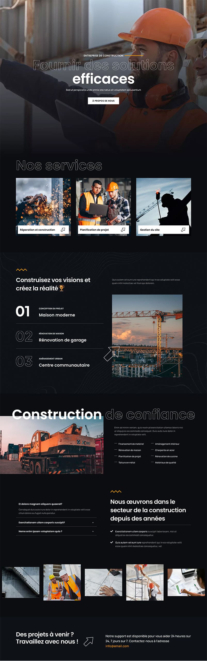 Aperçu complet du site internet construction - Modèle Construction 011