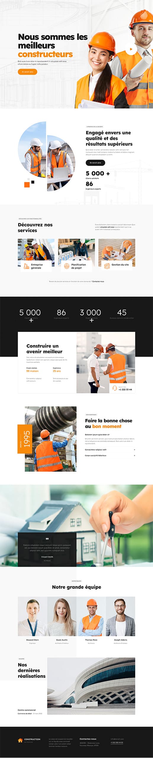 Aperçu complet du site internet construction - Modèle Construction 013