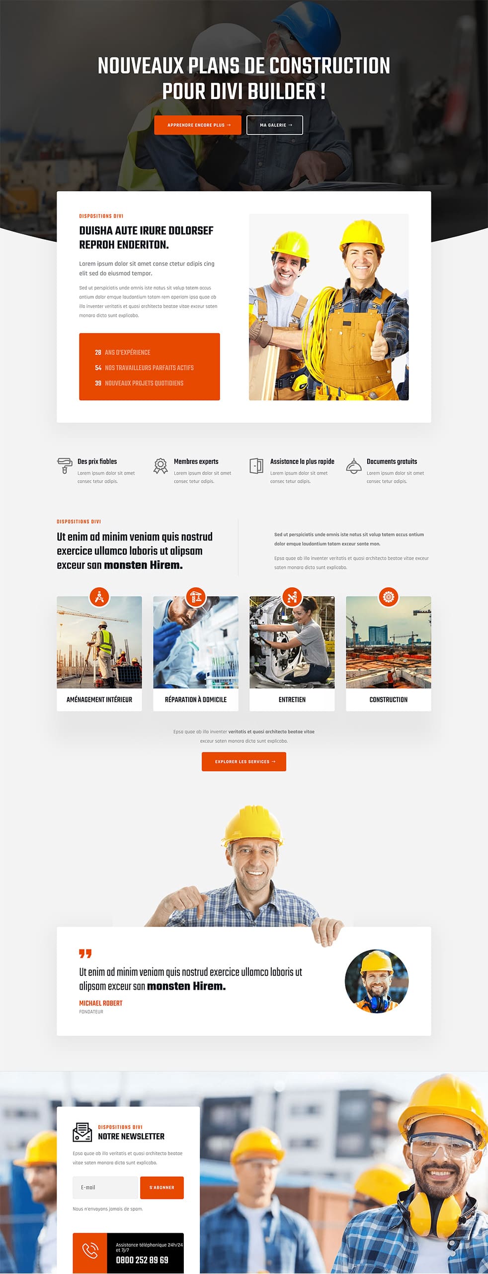 Aperçu complet du site internet construction - Modèle Construction 015