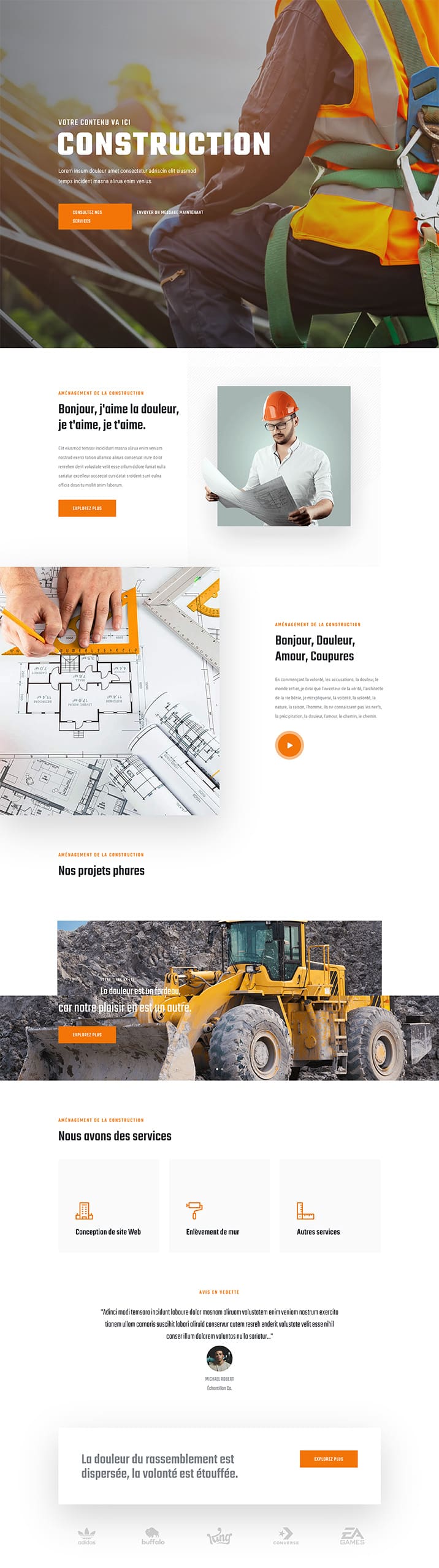 Aperçu complet du site internet construction - Modèle Construction 03