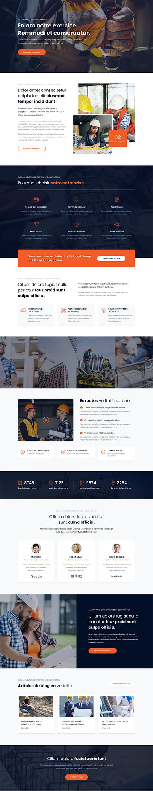 Aperçu complet du site internet construction - Modèle Construction 07