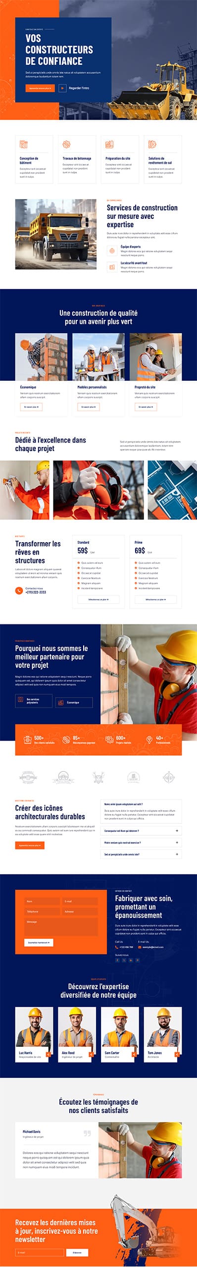 Aperçu complet du site internet construction - Modèle Construction 08