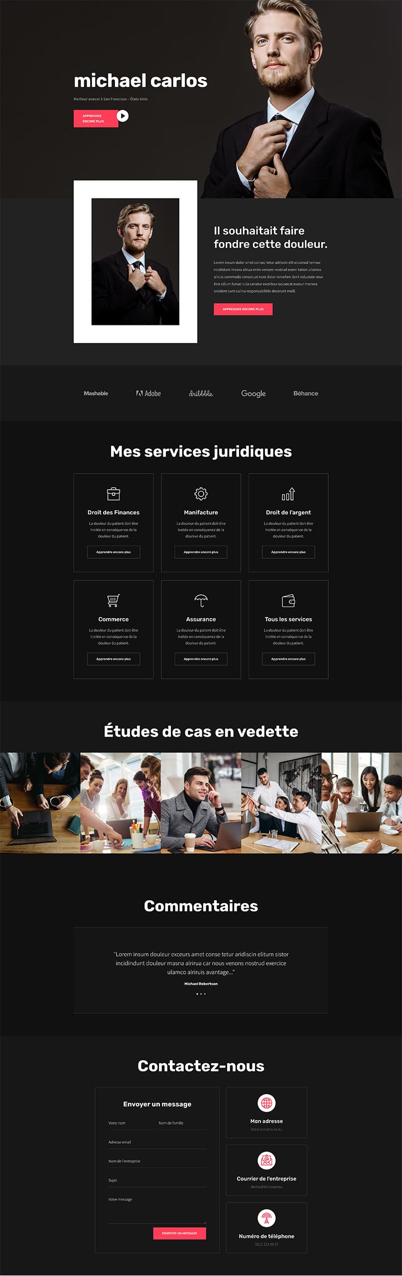 Aperçu complet du site internet avocat - Modèle Avocat 025