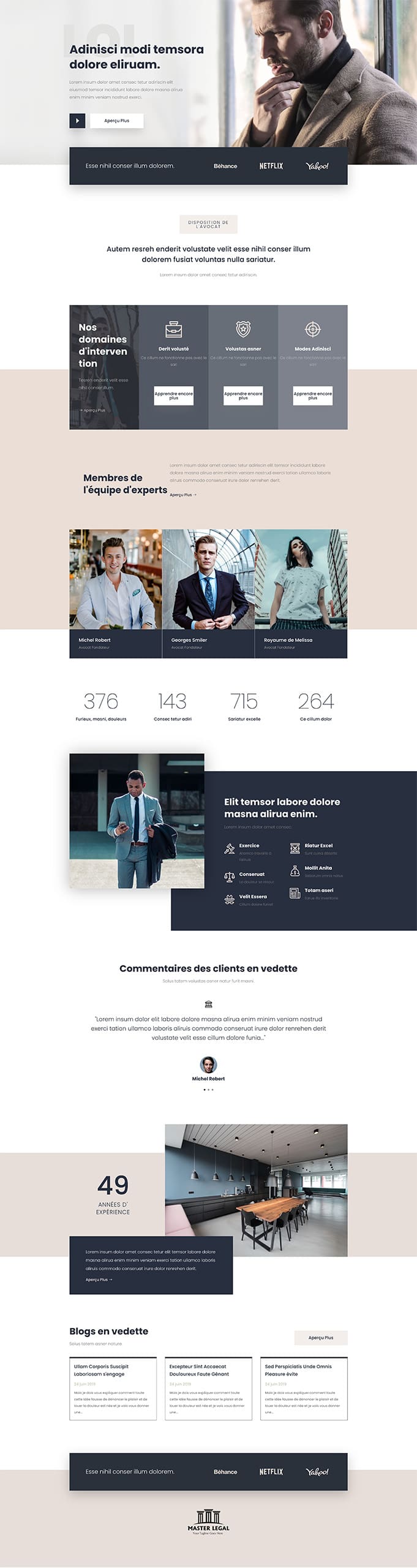 Aperçu complet du site internet avocat - Modèle Avocat 029
