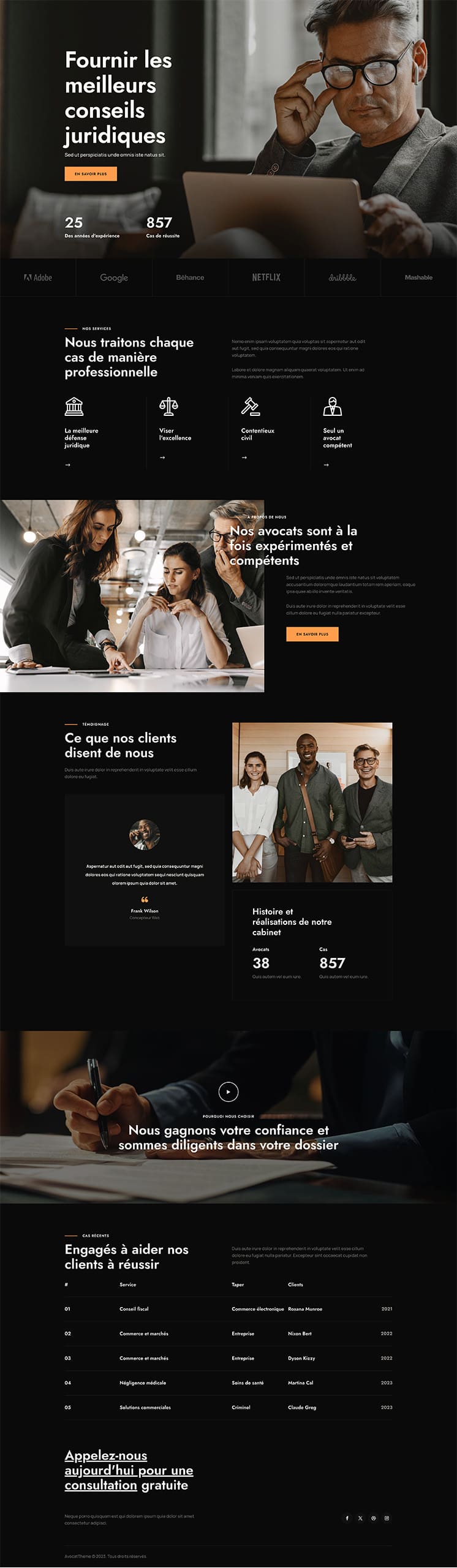 Aperçu complet du site internet avocat - Modèle Avocat 07