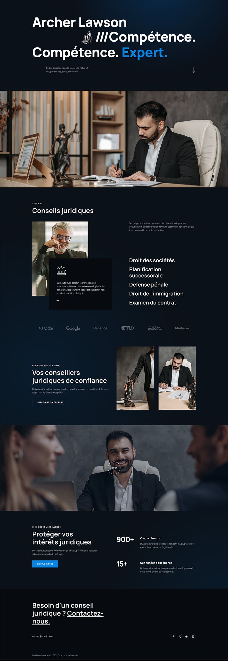 Aperçu complet du site internet avocat - Modèle Avocat 08