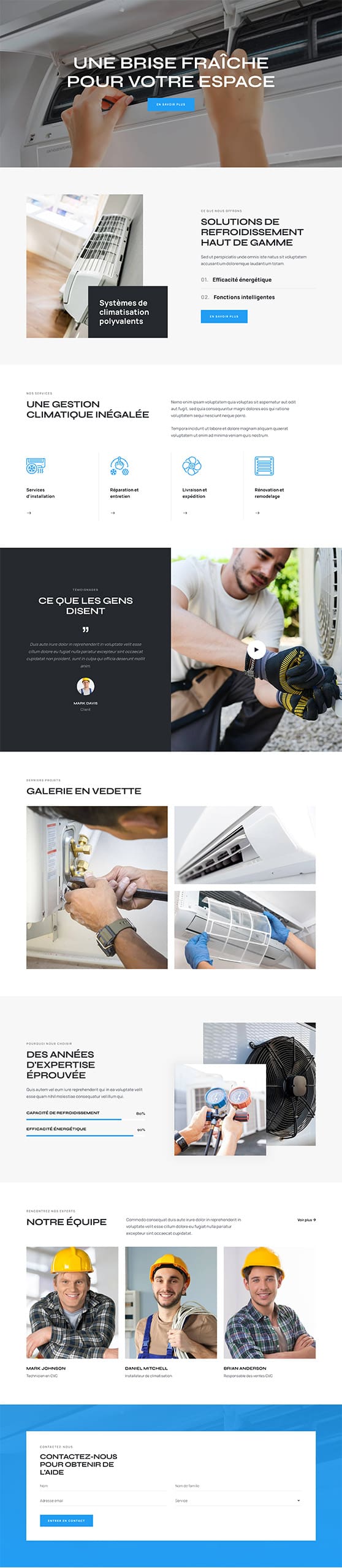 Aperçu complet du site internet climatiseur - Modèle Climatiseur 01