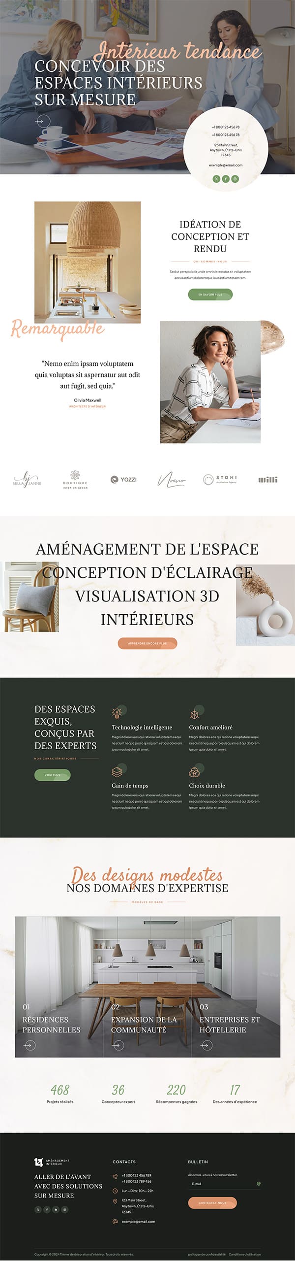 Aperçu complet du site internet design intérieur - Modèle Design intérieur 01