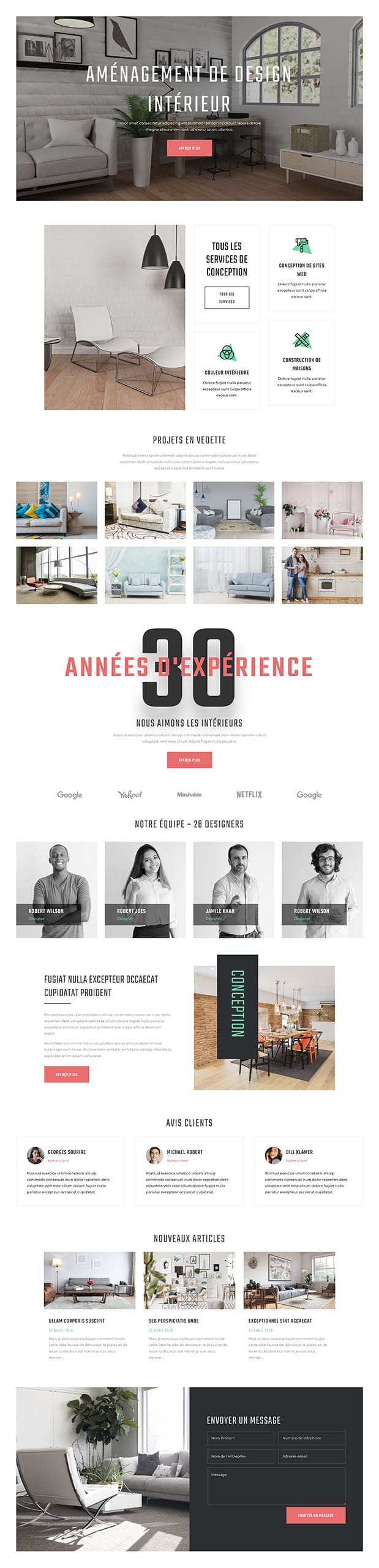 Aperçu complet du site internet design intérieur - Modèle Design intérieur 07