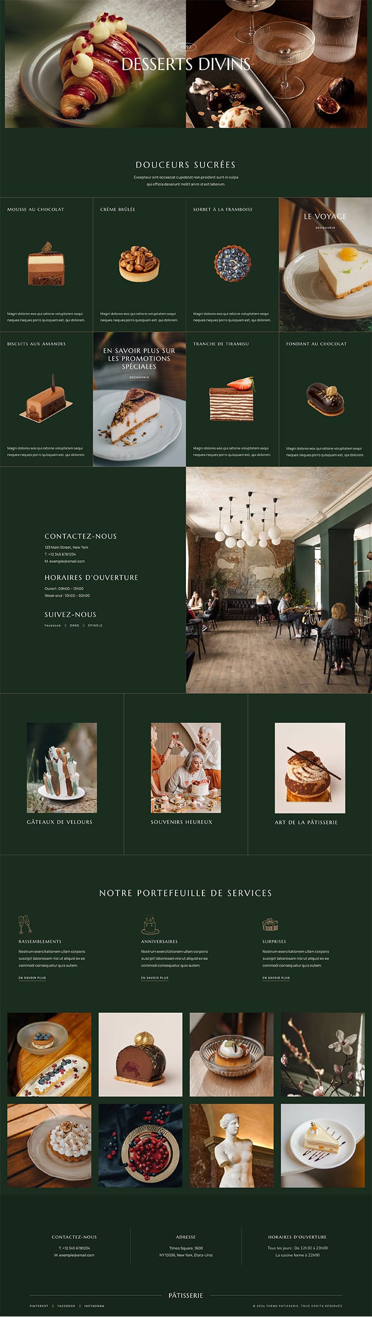 Aperçu complet du site internet pâtisserie - Modèle Pâtisserie 01