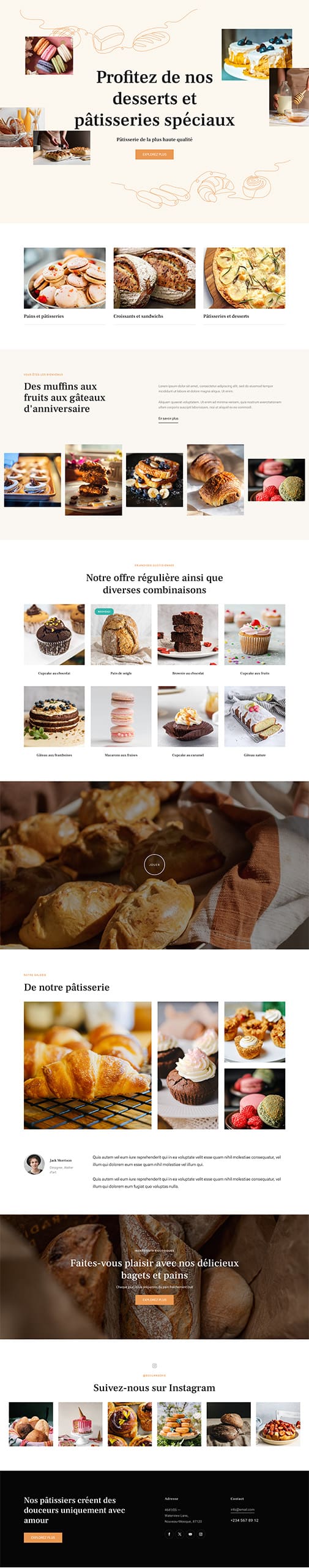 Aperçu complet du site internet pâtisserie - Modèle Pâtisserie 02