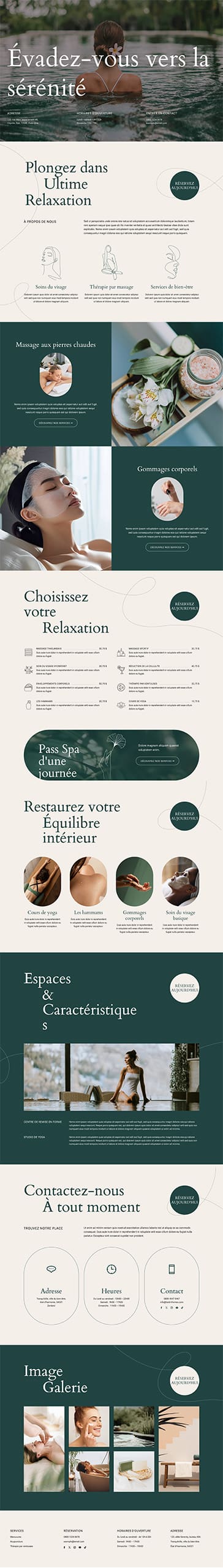 Aperçu complet du site internet spa - Modèle Spa 02