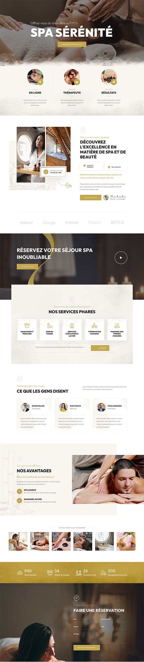 Aperçu complet du site internet spa - Modèle Spa 03