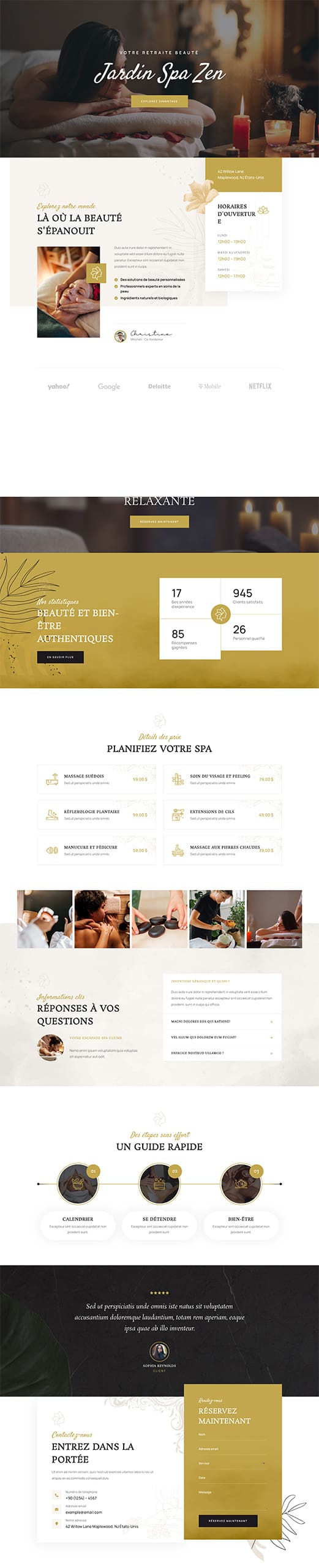Aperçu complet du site internet spa - Modèle Spa 04