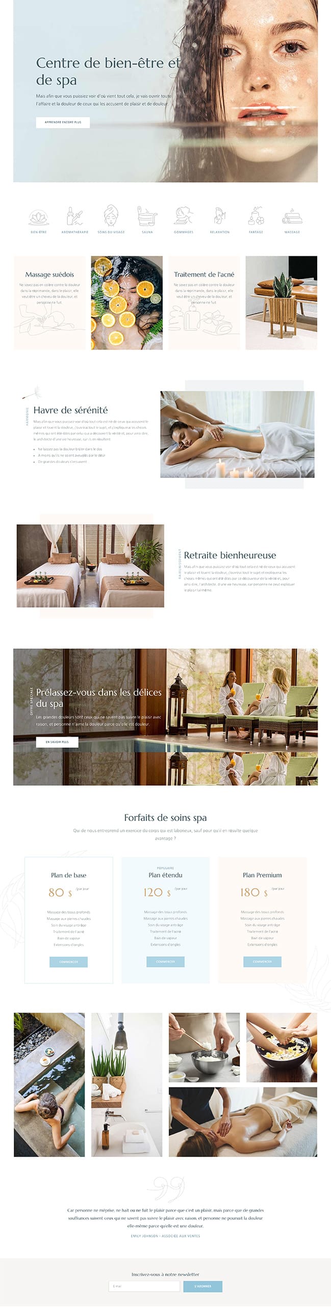 Aperçu complet du site internet spa - Modèle Spa 05