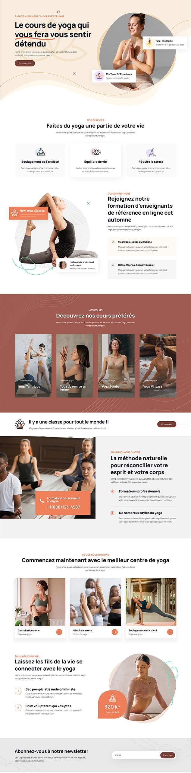 Aperçu complet du site internet yoga - Modèle Yoga 02