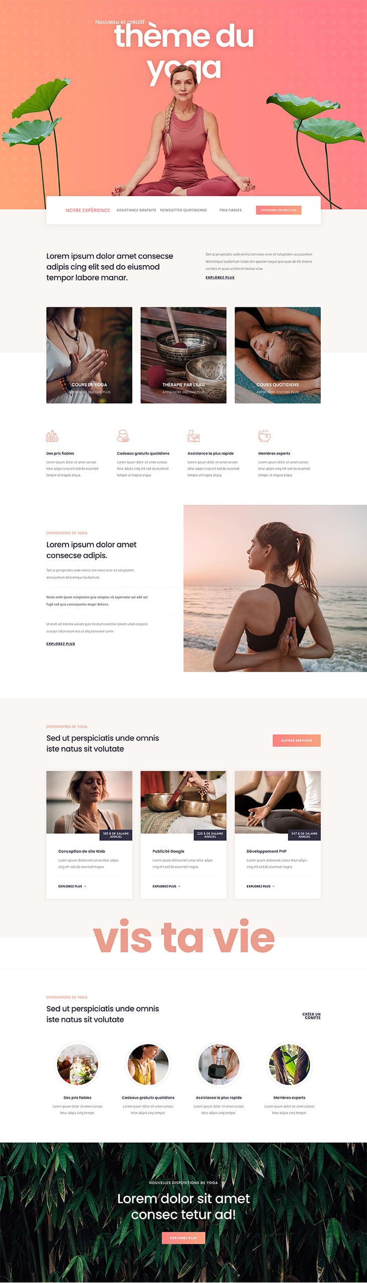 Aperçu complet du site internet yoga - Modèle Yoga 04