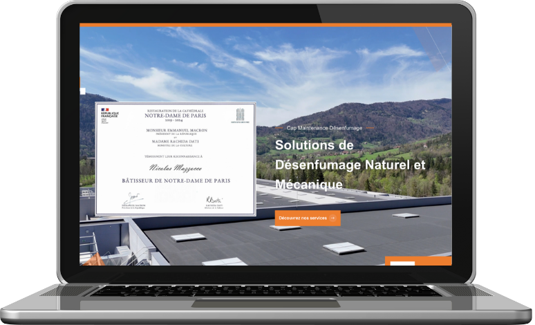 Site internet Cap Maintenance Désenfumage - Catalogue systèmes sécurité incendie - WY-Créations