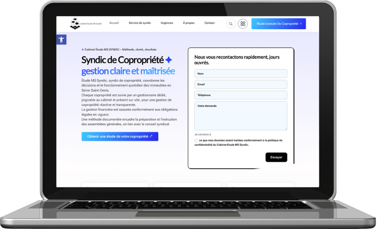 Étude MS Syndic — site vitrine réalisé par WY-Créations