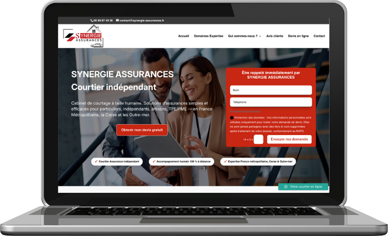 Synergie Assurances — site vitrine réalisé par WY-Créations