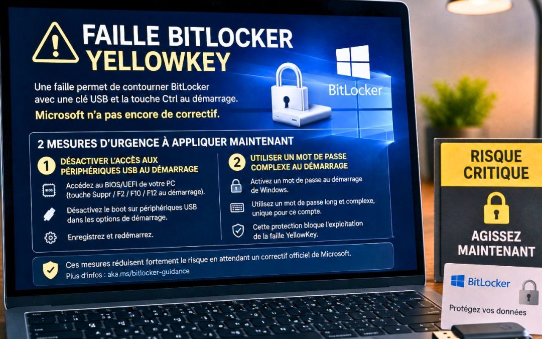 Faille BitLocker YellowKey : Microsoft donne 2 mesures d’urgence pour protéger Windows 11