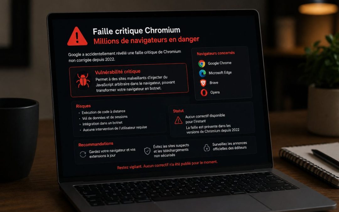 Faille critique Chromium exposée par Google : millions de navigateurs en danger