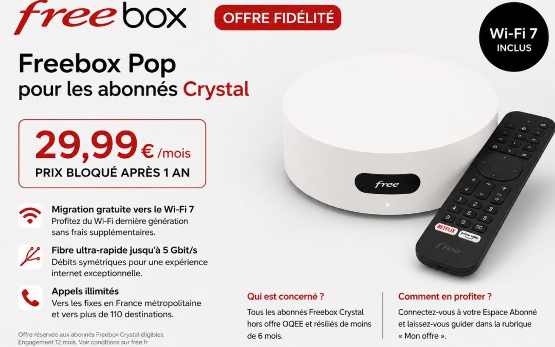 Freebox Pop Fidélité : Free récompense ses abonnés Crystal avec une offre à 29,99 € bloquée