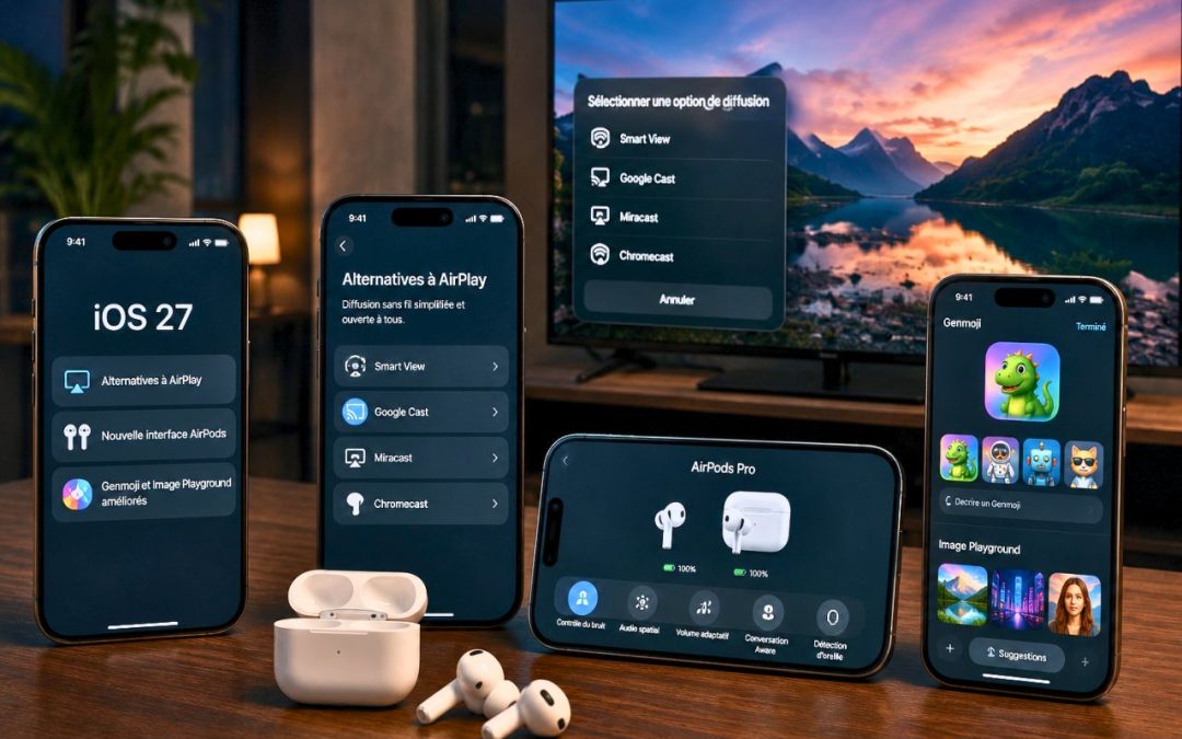 iOS 27 : alternatives à AirPlay, nouvelle interface AirPods, Genmoji et Image Playground améliorés