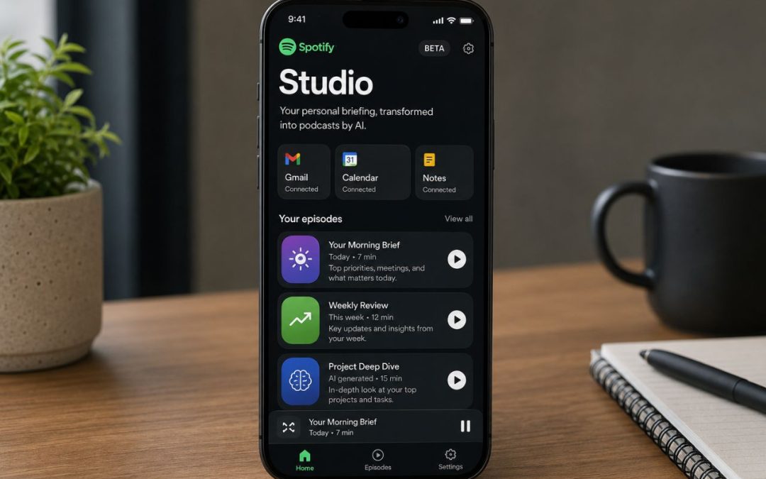 Spotify Studio : l’IA qui transforme vos mails, notes et calendrier en podcasts personnalisés