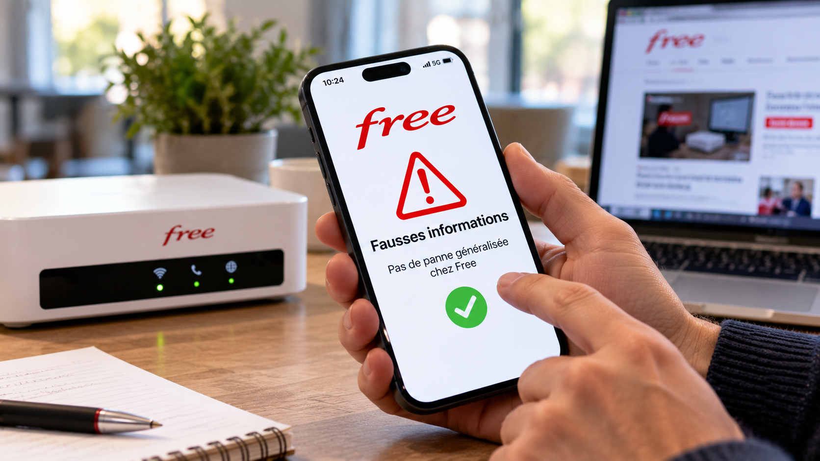 Box internet posée sur un meuble, illustration de la fausse alerte sur les Freebox
