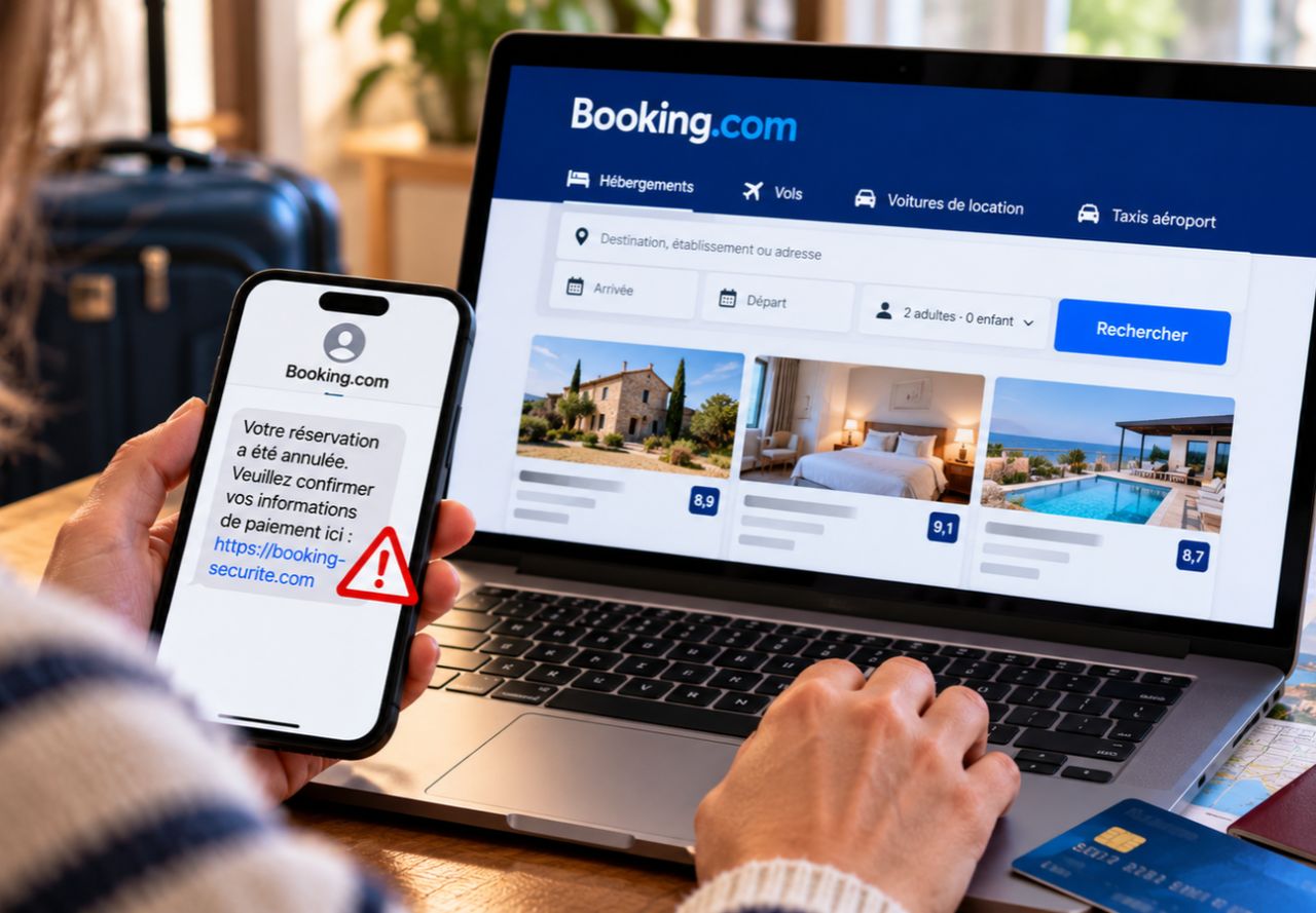 Réservation d’hôtel en ligne sur un ordinateur portable, illustration de l’enquête européenne sur Booking