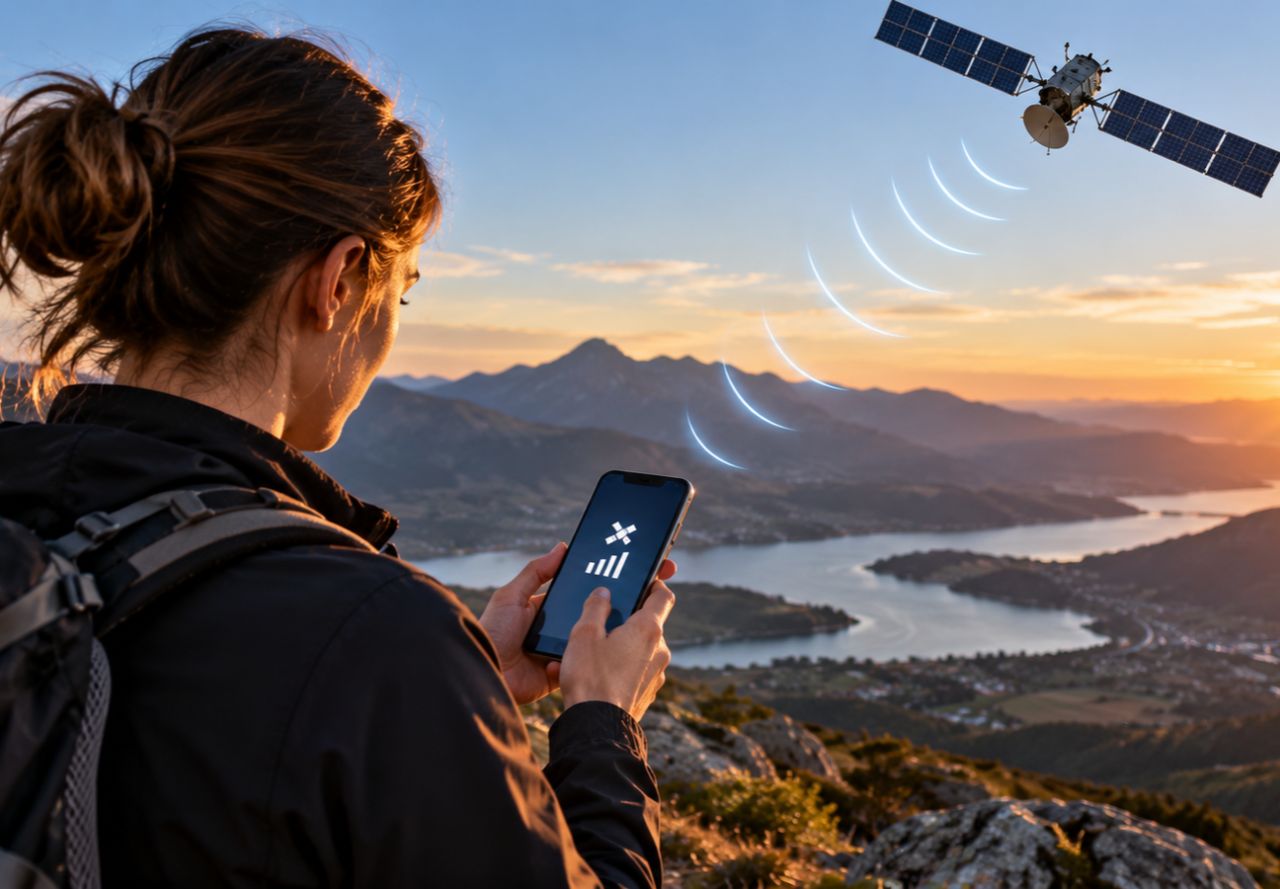 Antenne relais dans un paysage rural, vue sobre