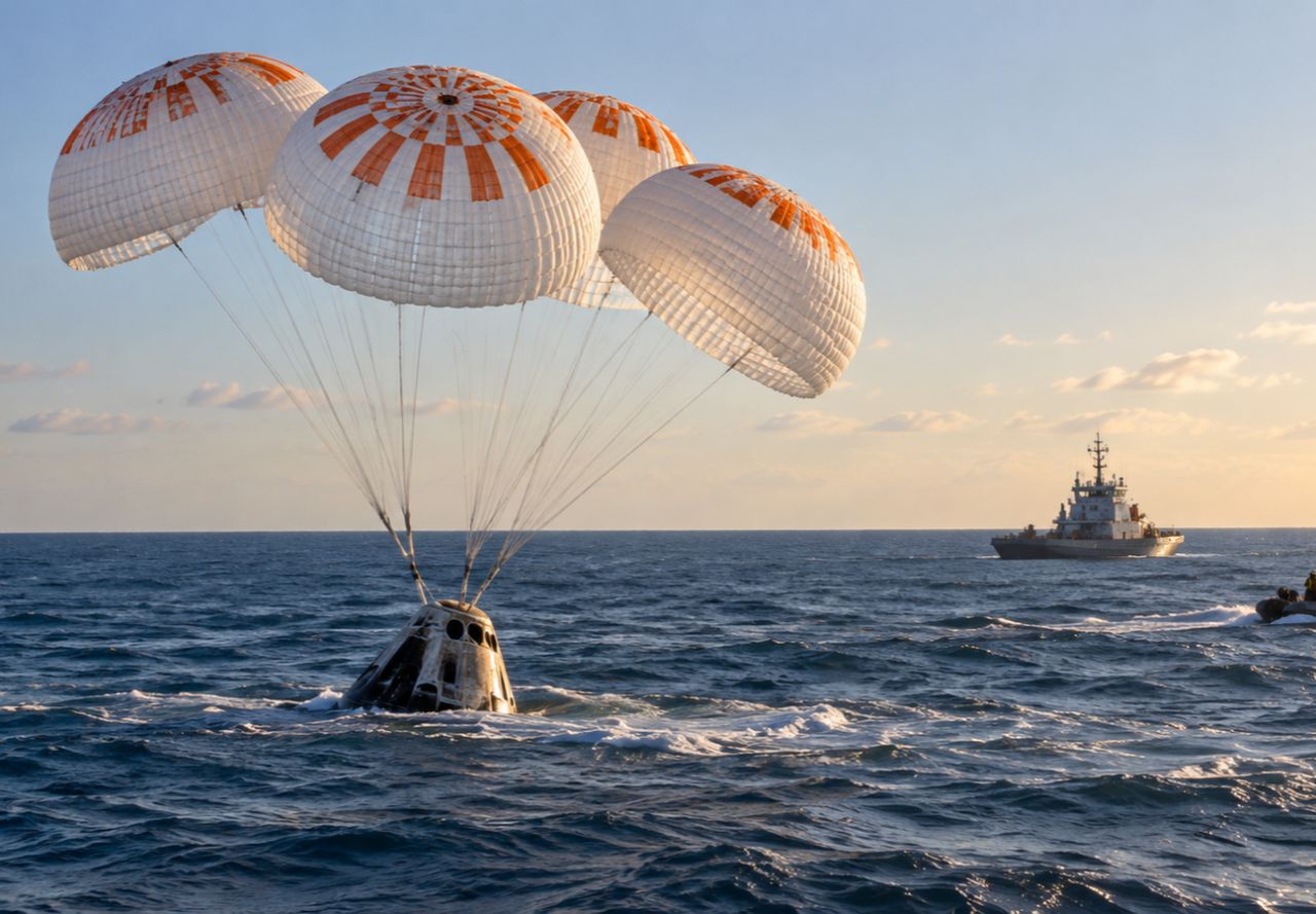 Côte californienne et zone d’amerrissage de la capsule Crew Dragon de Sophie Adenot
